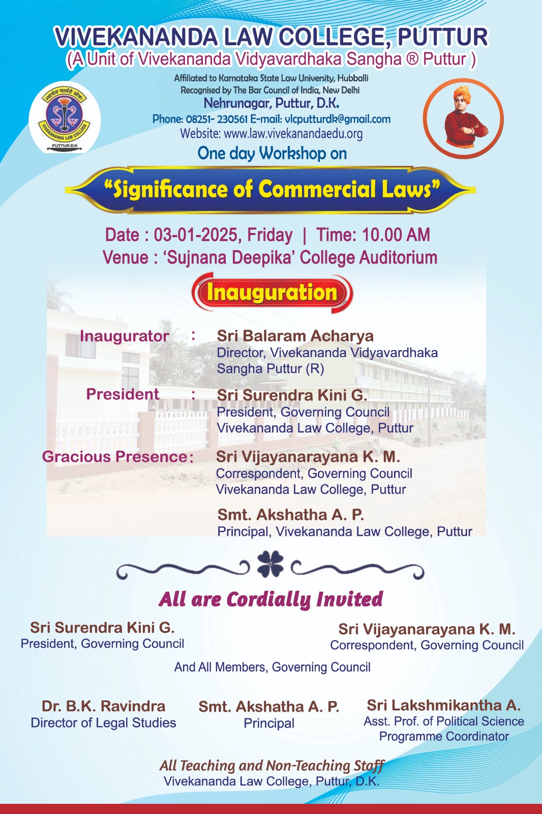 One Day Workshop on "Significance of Commercial Laws"